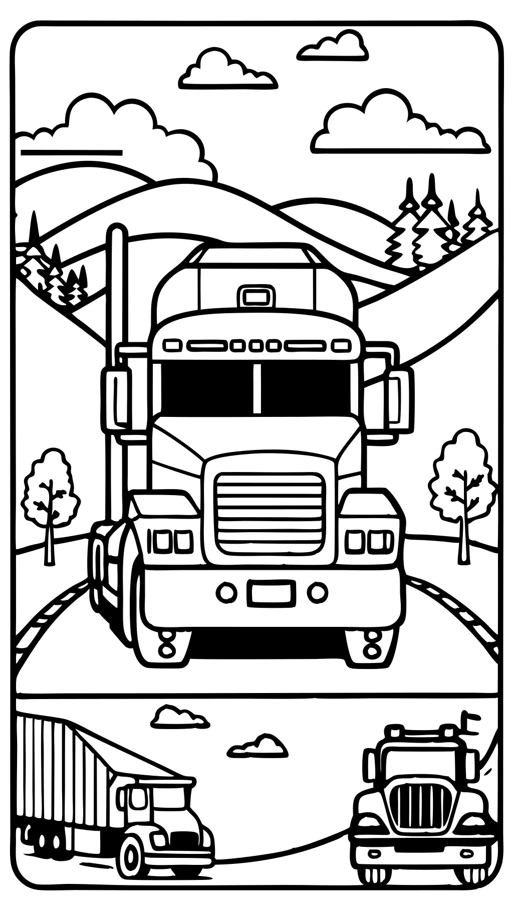 semi truck color pages